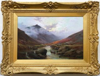Angler River Tavy Dartmoor Antique Oil Painting Alfred De Breanski (1877–1957)