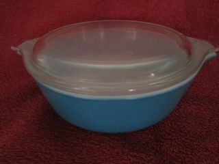 Vintage Pyrex Round Horizon Blue Casserole Dish 471 - 1 Pint - W/lid