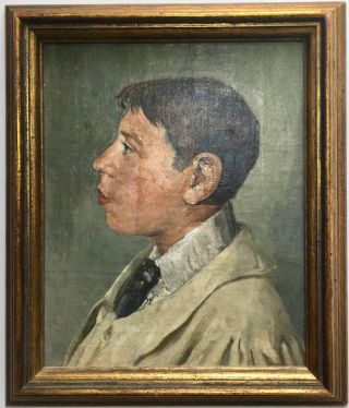 Antique Nicolas Alperiz Fine Portrait Oil Painting Profile Spanish Boy