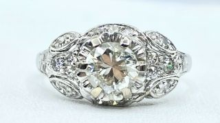 Antique 1.  00 Ct Natural Diamond Solitaire Engagement Ring Solid Platinum (video