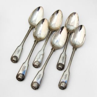 Fiddle Shell Thread Tablespoons Set Khecheong Chinese Export Silver 1840
