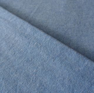 60 " X 168 " Vintage Cotton Fabric Faded Blue Chambray Quilt Back Craft Clothes