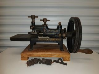 Antique Cast Iron Industrial Hand Crank Or Belt Driven Pinking Machine