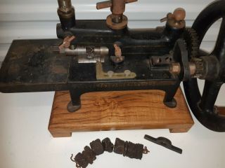 Antique cast iron industrial Hand Crank or belt driven Pinking Machine 2