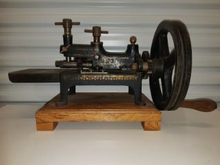 Antique cast iron industrial Hand Crank or belt driven Pinking Machine 4