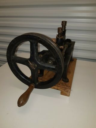 Antique cast iron industrial Hand Crank or belt driven Pinking Machine 5