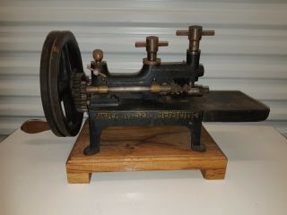 Antique cast iron industrial Hand Crank or belt driven Pinking Machine 6