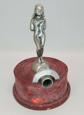 Vintage Arrow Nude Girl Woman Silent Flame Art Deco Old Table Lighter