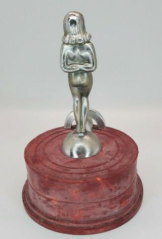 Vintage Arrow Nude Girl Woman Silent Flame Art Deco Old Table Lighter 2