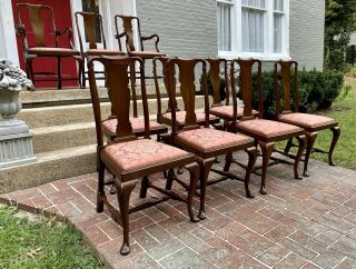 Matched Set of Ten Queen Anne Revival Dining Chairs,  19th century 2