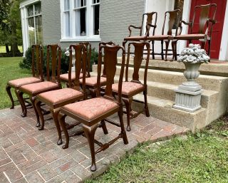 Matched Set of Ten Queen Anne Revival Dining Chairs,  19th century 3