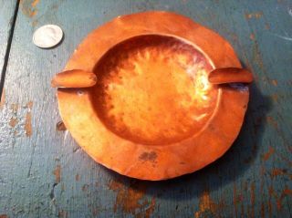 Antique Handwrought Copper Ashtray One Look