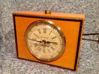 Vintage Mid Century Modern Seth Thomas Wood Ridge Drowse Electric Alarm Clock 3