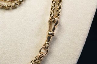 Antique Victorian Rose Gold Fancy Link Long Guard Chain,  Muff Chain 9ct,  22grams 4