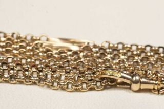 Antique Victorian Rose Gold Fancy Link Long Guard Chain,  Muff Chain 9ct,  22grams 5