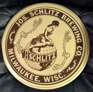 Vintage 1971 Advertising Jos.  Schlitz Brewing 12 " Round Beer Tray Sign Metal
