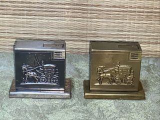 2 - Vintage Augusta Table Lighter West - Germany By Mayer & Co.  Gold & Silver