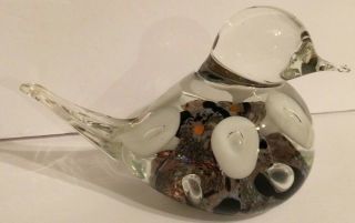 Vintage 1978 The Magic Of Glass Jim Davis Bird Paperweight W/ Controlled Bubbles
