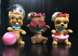 Rare Vtg Mattel Luv Me 3 Barbie’s Pet Yorkie Dogs Playset: Magnetized Plays Ball