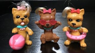 RARE Vtg MATTEL LUV ME 3 Barbie’s Pet Yorkie Dogs Playset: Magnetized Plays Ball 2