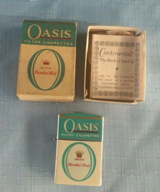 Vintage Oasis Filter Cigarettes W/ Menthol Mist Lighter Continental W/box Japan