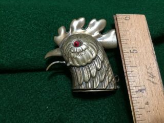 Vintage Brass Figural Match Safe Vesta Chicken / Cockerel Head Beak Opens It