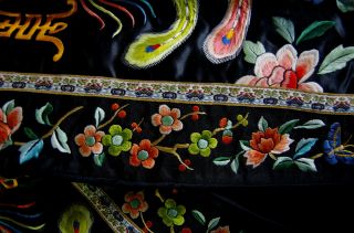 Vintage Chinese Silk Embroidered Robe Longevity Symbol Phoenix Peony Butterfly 6