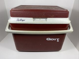 Vintage Gott 8 Lunch Box Cooler Ice Chest 1908 Red White