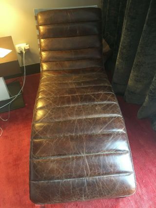 Restoration Hardware Type Vintage Leather Chaise Lounge