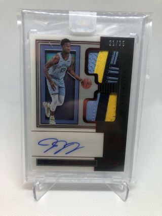 Jaren Jackson Jr.  2019 - 20 Panini One And One ‘tri - Color’ Patch Auto 21/25 Sp