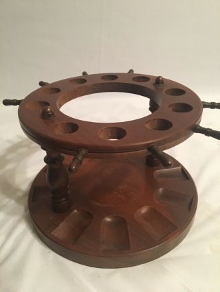 vintage 10 Pipe Wooden tobacco pipe stand With Glass Tobacco Jar 3