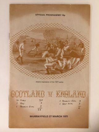 Vintage Rugby Programme Scotland Vs England,  Murrayfield 1971 Centenary