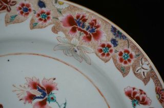 HUGE 37cm Antique Chinese Famille Rose Porcelain Flower Plate Charger 18th C 5