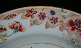 HUGE 37cm Antique Chinese Famille Rose Porcelain Flower Plate Charger 18th C 6