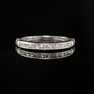 Antique Art Deco Platinum Diamond Wedding Band - Size 4.  75 3