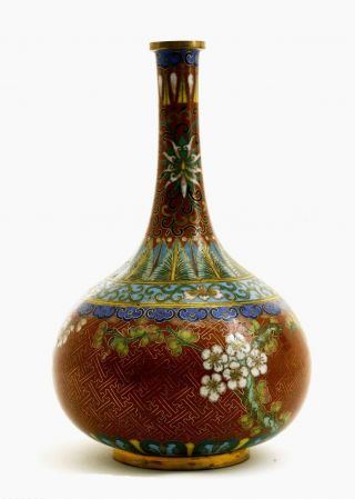 1930 ' s Chinese Gilt Cloisonne Enamel Vase Flowers Mk Lao Tian Li LaoTianLi 老天利製 4