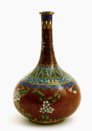 1930 ' s Chinese Gilt Cloisonne Enamel Vase Flowers Mk Lao Tian Li LaoTianLi 老天利製 5