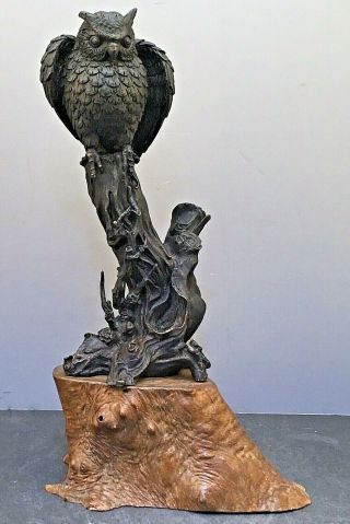 Japanese Meiji Tokyo School Bronze Okimono - Owl