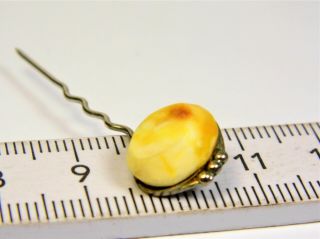Natural Baltic Amber stone old vintage pin 1.  2 grams butterscotch egg yolk 3425 3