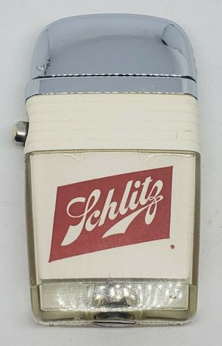 Vintage Rare Scripto Vu Lighter White Band Schlitz Beer Malt Liquor Milwaukee Wi