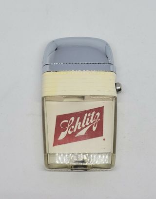 Vintage RARE Scripto Vu Lighter White Band SCHLITZ Beer Malt Liquor Milwaukee WI 2