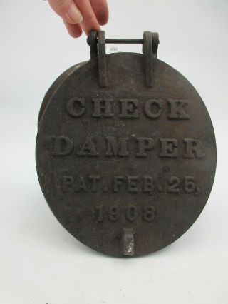 Antique Vintage 1908 Cast Iron Stove Pipe Flue Check Damper Steampunk Industrial