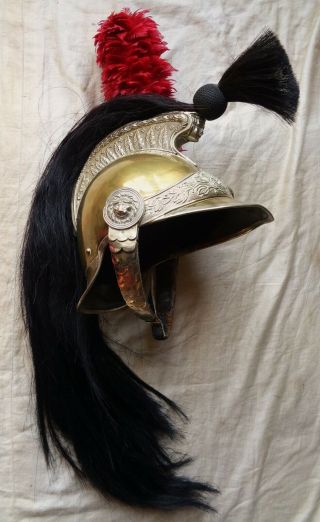 Antique Helmet 19thc.  French Cavalry / Dragoon / Mounted Infantry Armour Cuirass