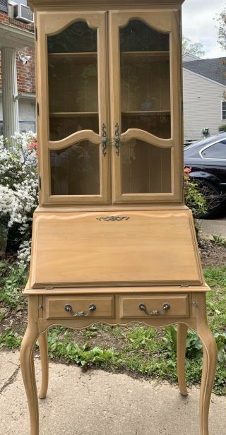 Ethan Allen Country French Secretary With Hutch Bisque