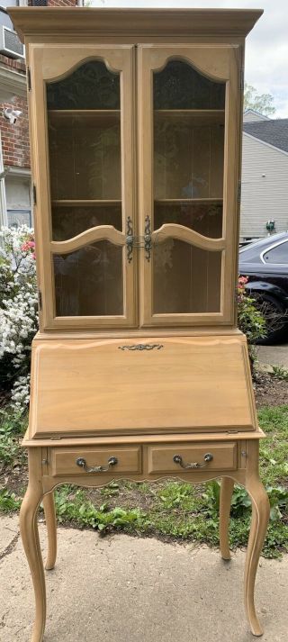 Ethan Allen Country French Secretary With Hutch Bisque 6