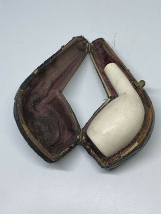 Antique Meerschaum Pipe In Leather Case