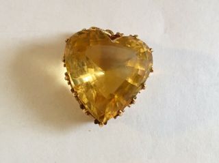 Antique Art Nouveau 14k Heart Shaped Citrine Drop/pendant/charm