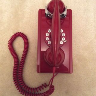 Crosley 302 Corded Push Button Dial Retro Vintage Wall House Telephone - Red