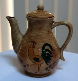Vintage Pennsbury Pottery Rooster Teapot Or Mini Coffee Pot With Lid 6 1/4 " Tall