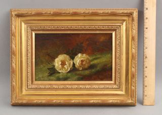 19thc Antique George Henry Hall American Floral Roses Still Life Oil Painting Nr